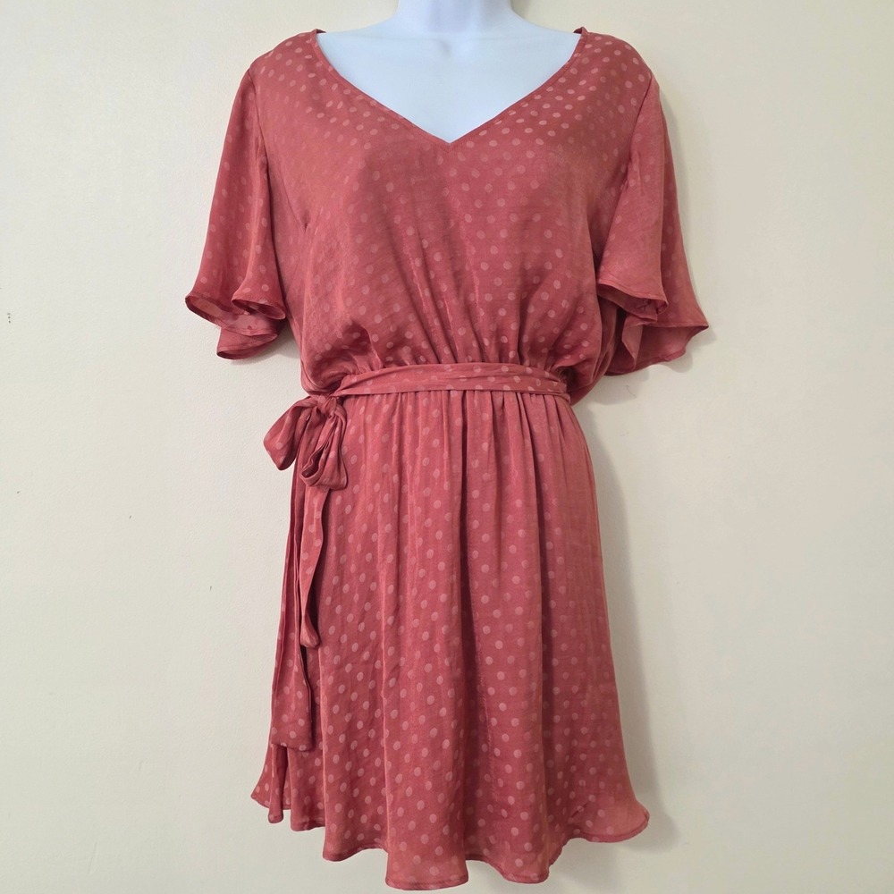 Show Me Your Mumu Anastasia Dress Sz S Pink Polkadot Matte Satin Party Mini